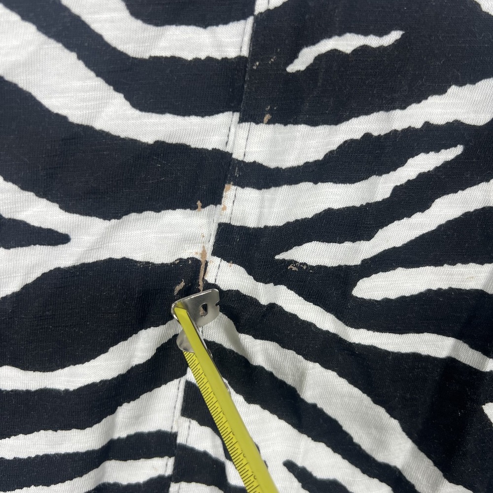 Westbound Women's L Black White Zebra Animal Print V-Neck Tunic Top Tie Sleeves - Picture 2 of 7